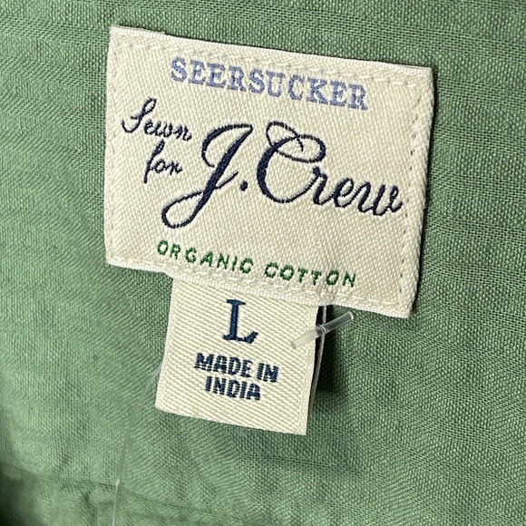 J Crew Short Sleeve Dyed Seersucker Camp Collar Shirt 100% Organic Cotton Ivy - Picture 7 of 10